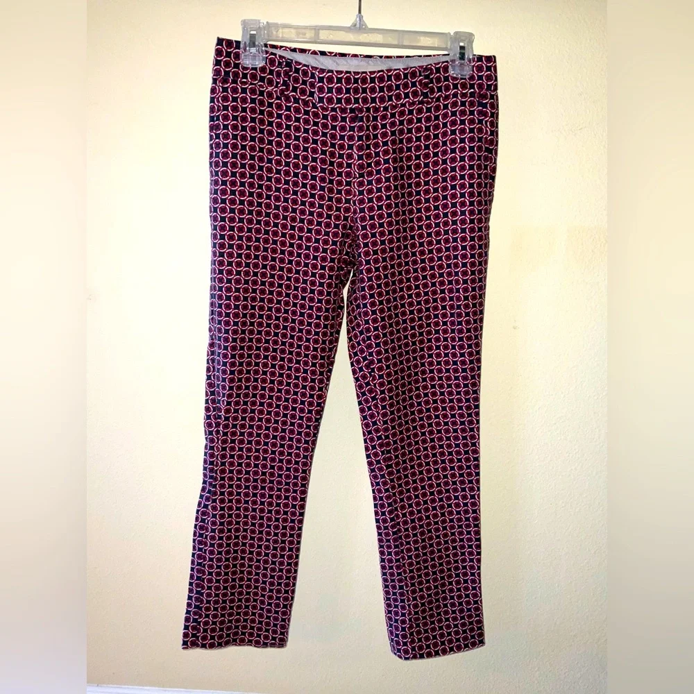 Banana Republic, Red, Black and White Geometric Slacks | Size 0